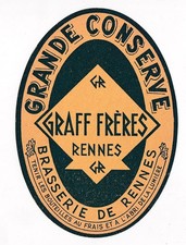 1900s BRASSERIE DE RENNES, RENNES, FRANCE GRANDE CONSERVE BEER LABEL