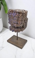 Support De Colonne En Bois Ancien Sur Socle Original Ancien Sculpté À La Main