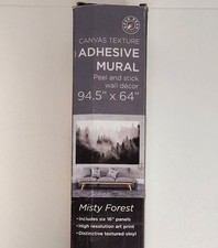 Open Road Canvas Texture Adhesive Mural Peel &Stick Wall Decor Misty Forrest