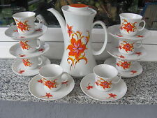 SERVICE à CAFE 8 PERSONNES  Porcelaine BAVARIA WINTERLING FLEUR ORANGE