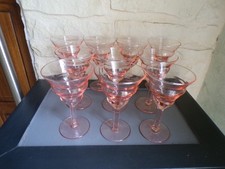 10 Antique Pink 30s Wine or Water Walking Glasses