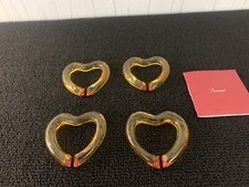 Lot of 4 Baccarat Crystal Heart Shape Towel Rounds (Lot Price)