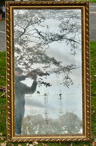 Grand miroir ancien doré - , bois