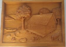 Cadre bas relief sculpté en bois signé P. Levasseur