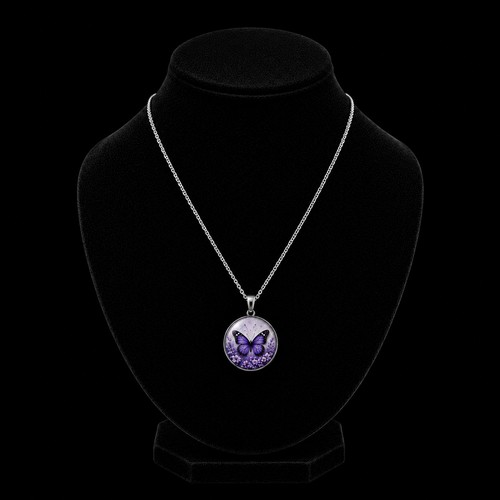 Collier papillon violet - collier,