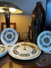 Superbe service à fromage ancien signé Gien – 6 assiettes + présentoir