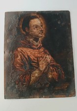 Peinture ancienne sur cuivre - XVIIe/XVIIIe siècle - San Carlo Borromeo 25 x 20