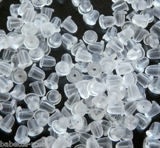 LOT de 100 EMBOUTS CAOUTCHOUC TRANSPARENT FERMOIRS BOUCLES D'OREILLES - Bijoux