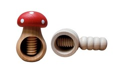 2x Natural Beech Wood Nutcracker Very Solid Poisonous Mushroom & Barrel