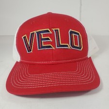 VELO Red White Mesh Snapback Trucker Cap Hat New
