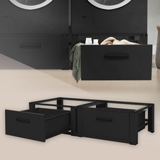 Socle machine à laver double avec tiroirs base sèche-linge noir 150 kg/support