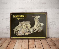 Plaque métal vintage lambretta li Enseigne Garage Décoration scooter atelier