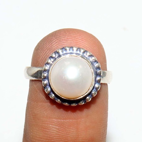 Bague nacrée rond - rond, plaquée