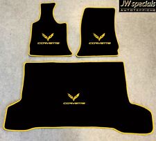 Tapis De Coffre Set Pour Corvette C7 Cabriolet Sw Jaune 3 Pièces Velours