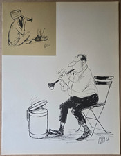 Estampe recto-verso : Roger TETSU - Caricature - Humour. 1963
