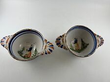 2 old earthenware ear bowls from Quimper Vol Breton