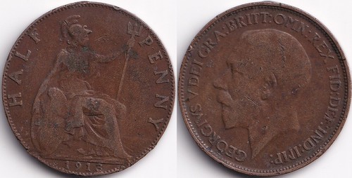 Half penny 1913 - half, royaume-uni