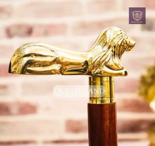 Bâton marche lion statue - bâton, de