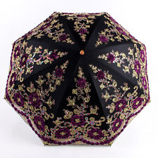 Double Lace Embroidery Sun Umbrella Sunscreen Anti-UV Female Princess Parasols