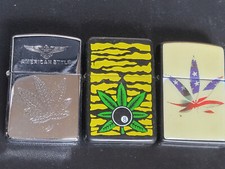 LOT OF 3 USA CANNABIS LIGHTERS POOL BALL 8 ZIPPO STYLE AMERICAN ESSENCE