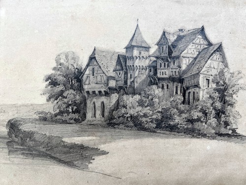 Tableau dessin chateau mine - tableau,