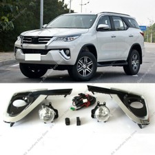 Chrome Bumper Cover Driving Lamps Fog Lights Set x For Toyota FORTUNER 2015-2018