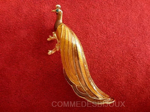 Broche vintage paon majestueux - paon,