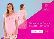 PIJAMA SHORT OKEOTEX 100% COTON | FRANCOISE SAGET 42 - 44 | LIVRAISON GRATUITE