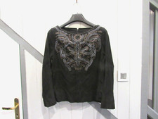 TOP EN DAIM NOIR ET PERLES T