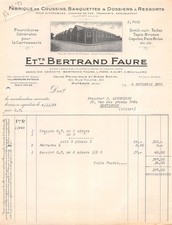 1933 FACTORY OF CUSHIONS BENCHES AND SPRING BACKRESTS ETS BERTRAND FA
