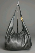 STUNNING MICHAEL KORS BLACK PEBBLED LEATHER HOBO BAG F-1104