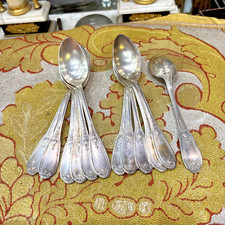 12 Antique Small Silver Metal Spoons 1900s Regency Punch