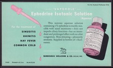 Burroughs Wellcome Vaporole Ephedrine Isotonic drug company blotter c 1940s