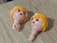 PLAYMOBIL X2 TÊTE CHEVEUX BLONDS BLONDES OUEST MÉDIÉVAL ROMAIN GAULOIS