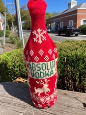 Cynthia Rowley x Absolut Vodka Holiday Bottle Sweater Cover – Red Knit Reindeer