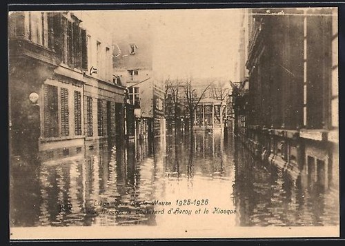 Cpa liége crue - la, meuse
