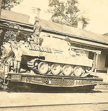 **RARE! German Panzermen w/ Pzkw.V PANTHER Panzer Tank "211" on Railway Car!!!**