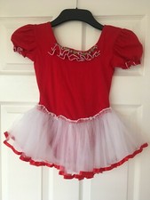 Neuf - Déguisement fille ballet danse performance jupe rouge - justaucorps blanc tutu