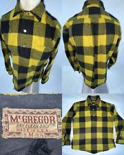VTG 60s M McGREGOR WOOL PLAID YELLOW BLACK SURFER HUNTING PULL OVER SHIRT JACKET
