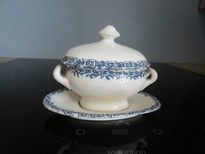 ANTIQUE CLAIREFONTAINE FAIENCE MUSTARD MODEL "GREEK" BLUE