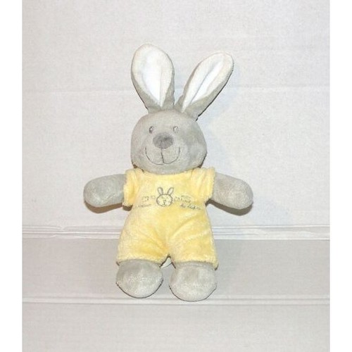 Doudou lapin gris jaune vetir - doudou,
