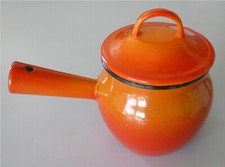 Petite Cocotte Marmite Casserole émaillée, Petit Faitout émaillé orange Vintage