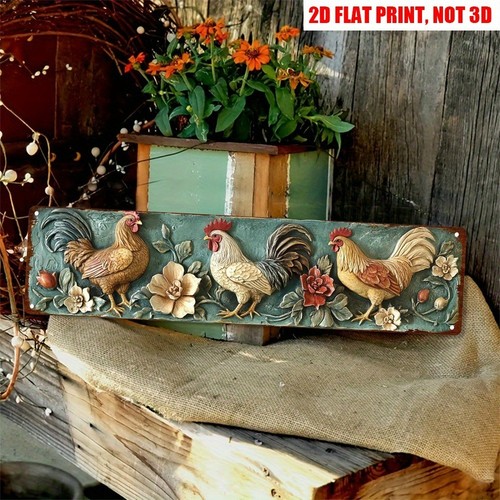 Retro rooster metal sign - retro,