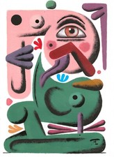 Art contemporain peinture acrylique sur papier abstrait oeuvre originale Signé