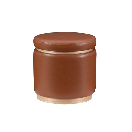 Linon round faux leather pouf - linon,