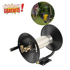 Dévidoir Tuyau Eau ou Nettoyeur Haute Pression Inox Jardin Garage Atelier