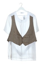 ULLA POPKEN Blouse en lin Dames Blouse T EU 46 blanc-brun style décontracté