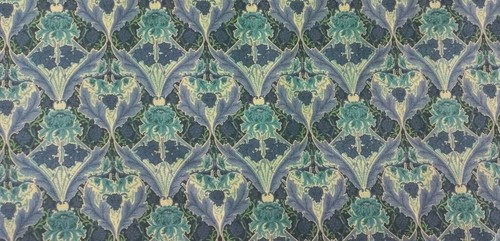 Coupon tissu fleurs bleus