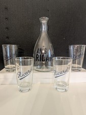 RICARD 4 VERRES MOMIE VINTAGE LOGO BLEU  14CL + CARAFE 50CL