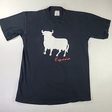 Vintage Spain Bull Mens Medium Silhouetted Black Bullfight Toro Single Stitch 